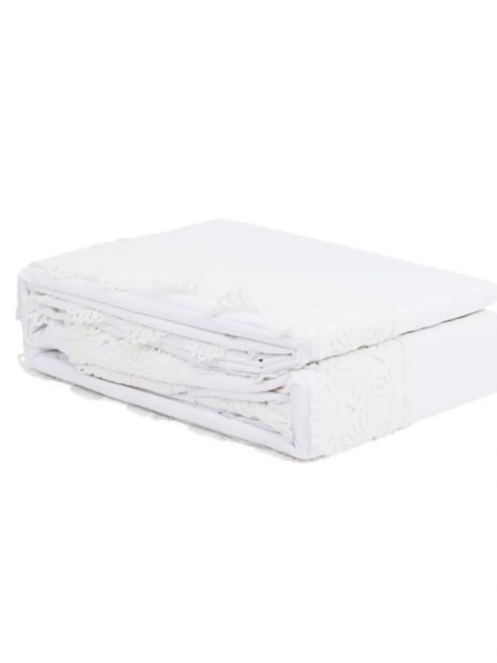 Shabby Chic White Cotton Duvet Set with Lace Trim
